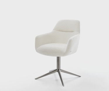 DELIFE Draaistoel Pejo-Flex bouclé zacht beige kruispoot grafiet 360° draaibaar rocker-functie pocketveer kern