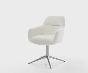 DELIFE Draaistoel Pejo-Flex bouclé zacht beige kruispoot roestvrij staal 360° draaibaar rocker-functie pocketveer kern