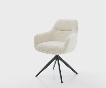 DELIFE Draaistoel Pejo-Flex teddy beige kruisframe breed zwart 360° draaibaar rocker-functie pocketveer kern