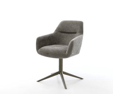 DELIFE Draaistoel Pejo-Flex bouclé zacht mud kruispoot afwerking met titanium 360° draaibaar rocker-functie pocketveer kern