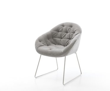 DELIFE Eetkamerstoel Gaio-Flex zachte stof met structuur grijs slipframe roestvrij staal