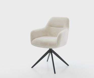 DELIFE Draaistoel Pejo-Flex pluchen crème-wit kruisframe breed zwart 360° draaibaar rocker-functie pocketveer kern