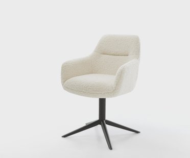 DELIFE Draaistoel Pejo-Flex teddy beige kruispoot zwart 360° draaibaar rocker-functie pocketveer kern