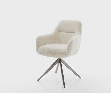 DELIFE Draaistoel Pejo-Flex pluchen crème-wit kruisframe breed grafiet 360° draaibaar rocker-functie pocketveer kern