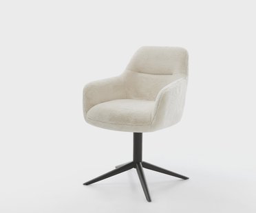 DELIFE Draaistoel Pejo-Flex pluchen crème-wit kruispoot zwart 360° draaibaar rocker-functie pocketveer kern