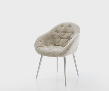 DELIFE Eetkamerstoel Gaio-Flex geweven stof beige 4-poot conisch roestvrij staal