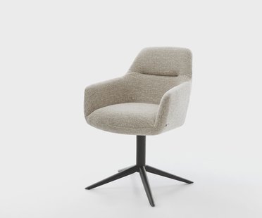 DELIFE Draaistoel Pejo-Flex geweven stof beige kruispoot zwart 360° draaibaar rocker-functie pocketveer kern