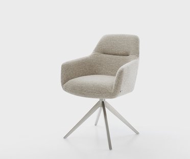 DELIFE Draaistoel Pejo-Flex geweven stof beige kruisframe breed roestvrij staal 360° draaibaar rocker-functie pocketveer kern