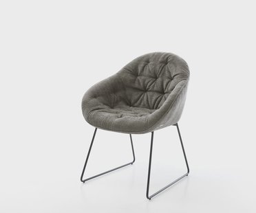 DELIFE Eetkamerstoel Gaio-Flex bouclé zacht mud slipframe zwart