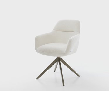 DELIFE Draaistoel Pejo-Flex bouclé zacht beige kruisframe breed afwerking met titanium 360° draaibaar rocker-functie pocketveer kern