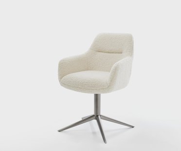 DELIFE Draaistoel Pejo-Flex teddy beige kruispoot grafiet 360° draaibaar rocker-functie pocketveer kern