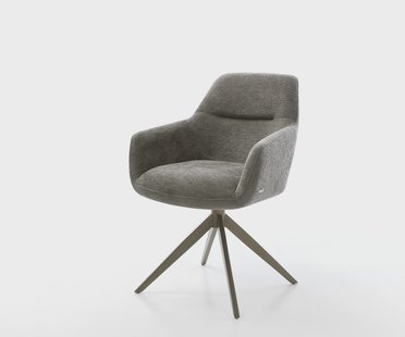 DELIFE Draaistoel Pejo-Flex bouclé zacht mud kruisframe breed afwerking met titanium 360° draaibaar rocker-functie pocketveer kern