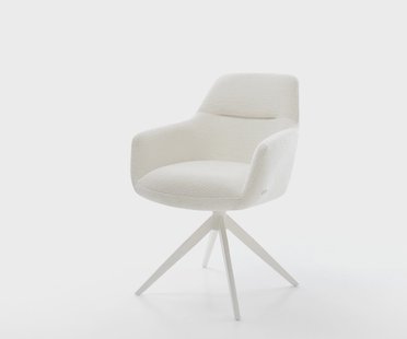 DELIFE Draaistoel Pejo-Flex bouclé zacht beige kruisframe breed wit 360° draaibaar rocker-functie pocketveer kern