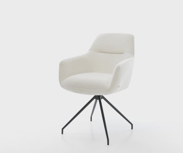 DELIFE Eetkamerstoel Pejo-Flex bouclé zacht beige kruisframe conisch zwart pocketveer kern