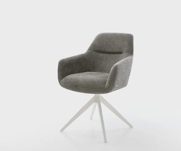 DELIFE Draaistoel Pejo-Flex bouclé zacht mud kruisframe breed wit 360° draaibaar rocker-functie pocketveer kern