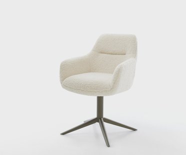 DELIFE Draaistoel Pejo-Flex teddy beige kruispoot afwerking met titanium 360° draaibaar rocker-functie pocketveer kern