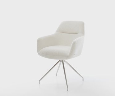 DELIFE Eetkamerstoel Pejo-Flex bouclé zacht beige kruisframe conisch roestvrij staal pocketveer kern