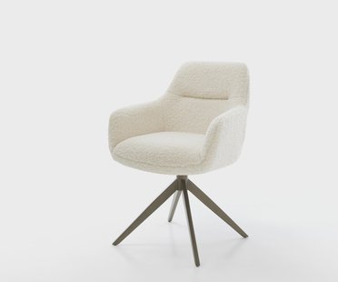 DELIFE Draaistoel Pejo-Flex teddy beige kruisframe breed afwerking met titanium 360° draaibaar rocker-functie pocketveer kern