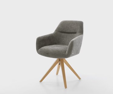 DELIFE Draaistoel Pejo-Flex bouclé zacht mud houten frame hoekig natuur 180° draaibaar pocketveer kern