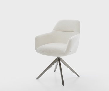 DELIFE Draaistoel Pejo-Flex bouclé zacht beige kruisframe breed grafiet 360° draaibaar rocker-functie pocketveer kern