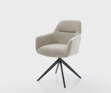 DELIFE Draaistoel Pejo-Flex geweven stof beige kruisframe breed zwart 360° draaibaar rocker-functie pocketveer kern