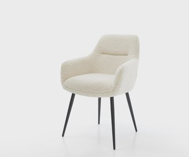 DELIFE Eetkamerstoel Pejo-Flex teddy beige 4-poot conisch zwart pocketveer kern