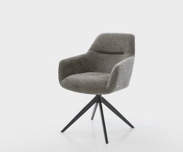 DELIFE Draaistoel Pejo-Flex bouclé zacht mud kruisframe breed zwart 360° draaibaar rocker-functie pocketveer kern