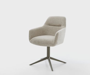 DELIFE Draaistoel Pejo-Flex geweven stof beige kruispoot afwerking met titanium 360° draaibaar rocker-functie pocketveer kern