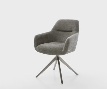 DELIFE Draaistoel Pejo-Flex bouclé zacht mud kruisframe breed grafiet 360° draaibaar rocker-functie pocketveer kern