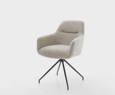 DELIFE Eetkamerstoel Pejo-Flex geweven stof beige kruisframe conisch zwart pocketveer kern