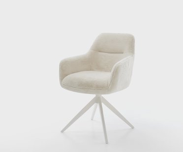 DELIFE Draaistoel Pejo-Flex pluchen crème-wit kruisframe breed wit 360° draaibaar rocker-functie pocketveer kern