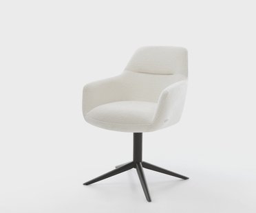 DELIFE Draaistoel Pejo-Flex bouclé zacht beige kruispoot zwart 360° draaibaar rocker-functie pocketveer kern