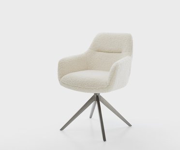 DELIFE Draaistoel Pejo-Flex teddy beige kruisframe breed grafiet 360° draaibaar rocker-functie pocketveer kern