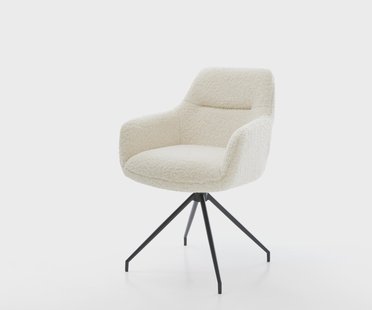 DELIFE Eetkamerstoel Pejo-Flex teddy beige kruisframe conisch zwart pocketveer kern