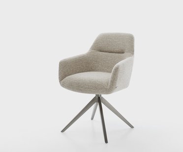 DELIFE Draaistoel Pejo-Flex geweven stof beige kruisframe breed grafiet 360° draaibaar rocker-functie pocketveer kern