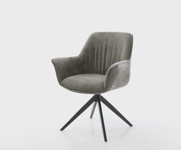 DELIFE Draaistoel Keila-Flex met armleuning bouclé zacht mud kruisframe breed zwart 360° draaibaar rocker-functie