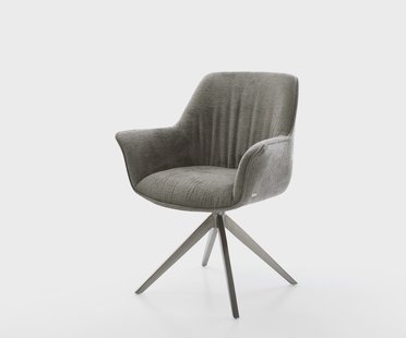 DELIFE Draaistoel Keila-Flex met armleuning bouclé zacht mud kruisframe breed grafiet 360° draaibaar rocker-functie