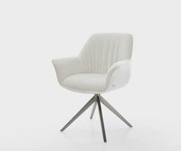 DELIFE Draaistoel Keila-Flex met armleuning bouclé zacht beige kruisframe breed grafiet 360° draaibaar rocker-functie