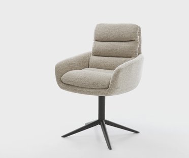 DELIFE Draaistoel Abelia-Flex met armleuning geweven stof beige kruispoot zwart 360° draaibaar rocker-functie