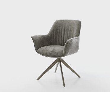 DELIFE Draaistoel Keila-Flex met armleuning bouclé zacht mud kruisframe breed afwerking met titanium 360° draaibaar rocker-functie