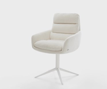 DELIFE Draaistoel Abelia-Flex met armleuning bouclé zacht beige kruispoot wit 360° draaibaar rocker-functie