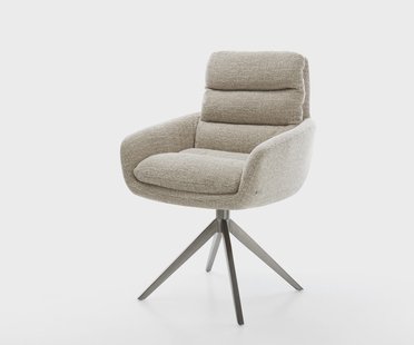 DELIFE Draaistoel Abelia-Flex met armleuning geweven stof beige kruisframe breed grafiet 360° draaibaar rocker-functie