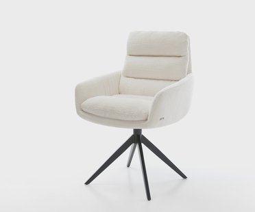 DELIFE Draaistoel Abelia-Flex met armleuning bouclé zacht beige kruisframe breed zwart 360° draaibaar rocker-functie