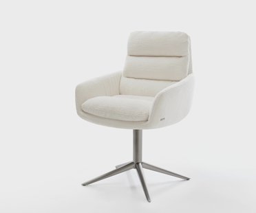 DELIFE Draaistoel Abelia-Flex met armleuning bouclé zacht beige kruispoot grafiet 360° draaibaar rocker-functie