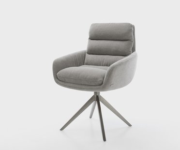 DELIFE Draaistoel Abelia-Flex met armleuning zachte stof met structuur grijs kruisframe breed grafiet 360° draaibaar rocker-functie