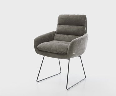 DELIFE Eetkamerstoel Abelia-Flex met armleuning bouclé zacht mud slipframe zwart