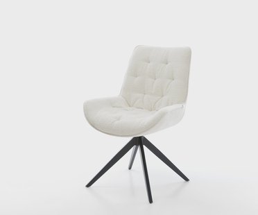 DELIFE Draaistoel Taimi-Flex bouclé zacht beige kruisframe breed zwart 360° draaibaar rocker-functie
