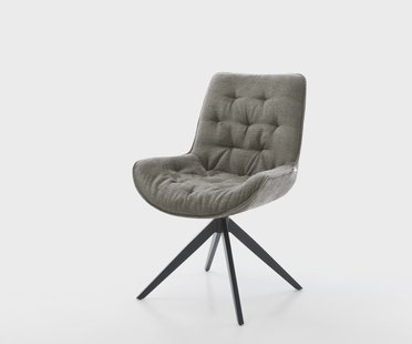 DELIFE Draaistoel Taimi-Flex bouclé zacht mud kruisframe breed zwart 360° draaibaar rocker-functie