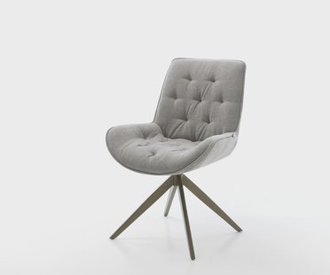 DELIFE Draaistoel Taimi-Flex zachte stof met structuur grijs kruisframe breed afwerking met titanium 360° draaibaar rocker-functie