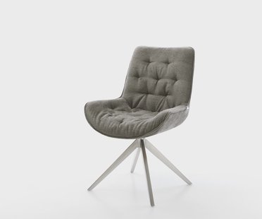 DELIFE Draaistoel Taimi-Flex bouclé zacht mud kruisframe breed roestvrij staal 360° draaibaar rocker-functie